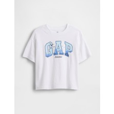 Gap Erkek Bebek Beyaz Kısa Kol T-Shirt İstanbul Logo Grafik Baskılı Pamuklu Rahat Tasarım