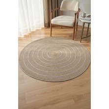 Home İnn Yuvarlak Doğal Hasır Görünümlü Halı – Çizgili Bohem Modern Salon ve Oturma Odası Dekor Halısı