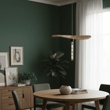 Rattam Coda Serisi: 45CM Genişliğinde Yassı Formlu Doğal Hasır Avize (Minimalist Disk Tasarım)