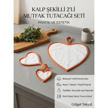 Gülgel Tekstil Kalp Şekilli 2'li Mutfak Tutacağı Seti - %100 Pamuk Havlu Isıya Dayanıklı Fırın ve Tencere Tutacağı