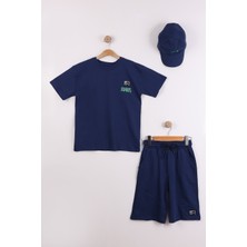 Joy Kids Erkek Çocuk %100 Pamuk Şapka Hediyeli Trend Penye Takım (10-14YAŞ) (Lacivert)