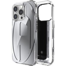 Diesel iPhone 16 Pro Uyumlu Oval D Aynalı (Mirror) Kılıf - Gümüş