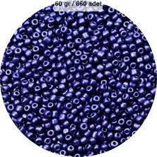 Die Grup Lacivert Renk 4 mm Yaklaşık 660 Adet / 60 Gram Cam Boncuk Oya Yazma Bileklik ve Kolye