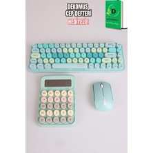Mikro x Dekomus Pastel Touch Collection Kablosuz Klavye & Mouse & Hesap Makinası Seti "dekomus Cep Defteri Hediyeli"