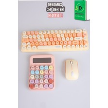 Mikro x Dekomus Pastel Touch Collection Kablosuz Klavye & Mouse & Hesap Makinası Seti "dekomus Cep Defteri Hediyeli"