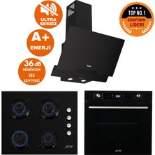 Afm Tech ve Ferre Markalı Nex Sessizturbolu Dijital  Siyah Ankastre Set ( D063-SA +FM7700 +FM2200 )