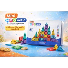 Ziventa MİNİ Manyetik Yapı Blokları Çocuklar İçin Renkli 3 Boyutlu 45 Parça Mıknatıslı Karo Oyun Seti 3.75cm