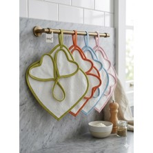 Gülgel Tekstil 4’lü Karma Renkli Kalp Mutfak Tutacağı Seti - %100 Pamuk Havlu Isıya Dayanıklı 8 Parça Avantaj Paketi