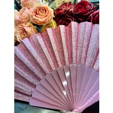 baytoptan Plastik Yelpaze Simli Pembe