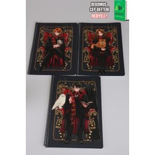 x Dekomus  "wizard Icons Collection" Harry Potter A4 Spiralli Çizgili Defter 80 Yaprak Tek Adet