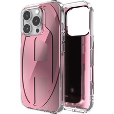 Diesel iPhone 16 Pro Uyumlu Oval D Aynalı (Mirror) Kılıf - Pembe
