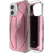 Diesel iPhone 16 Uyumlu Oval D Aynalı (Mirror) Kılıf - Pembe