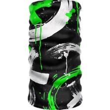 Crown Micro Neon Yeşil Beyaz Graffiti Desenli Çok Amaçlı Bandana Boyunluk Maske Motorcu Buff Aksesuar Balaklava