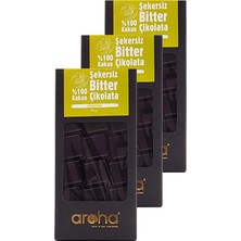 Aroha %100 Kakao Şekersiz Bitter Çikolata 240 gr 3'lü Paket Yoğun Kakao Lezzeti