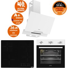 Afm Tech ve Ferre Markalı / Pure Elektrikli Vitro. Sessiz Ankastre Set (D064-SA + V6-04 + FM7301)