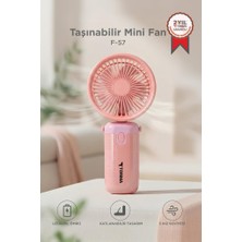 Torima Şarjlı El Vantilatörü Masaüstü Stantlı 3 Kademeli Taşınabilir Mini Fan F57 Pembe