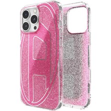 Diesel iPhone 16 Pro Max Uyumlu Oval D Simli Kılıf - Pembe