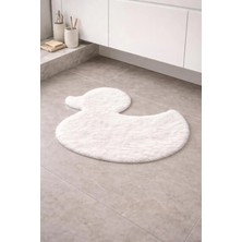 Eyprich Kuzu Peluş Ördek Desenli Ince Banyo Paspası - Süet Taban Yumuşak Dokulu Tüy