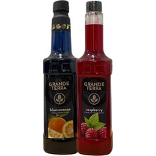 GRANDETERRA Grande Terra Blue Curacao ve Frambuaz Şurup Seti (2 x 750 Ml)