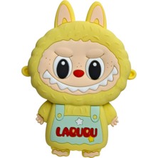 Spteks Kız Çocuk Sarı Renk Labubu Model Yazı Detaylı Silikon Mini Askılı Çanta Cüzdan