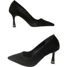 Erbay Shoes Lady Siyah Kristal Stiletto 7 cm Kadeh Topuklu Düğün Nişan Gece Abiye Ayakkabı