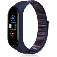 Ergün Collection  Mi Band 4 Hasırlı Cırtcırtlı Kordon - Lacivert-Mor