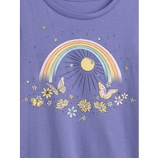 Gap Kız Çocuk Lila Grafik Baskılı T-Shirt