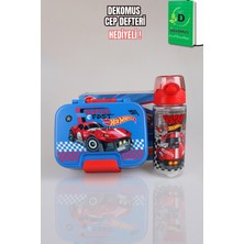 Hot Wheels x Dekomus Lisanslı Hotwheels Super Fast Collection 2 Katlı Paslanmaz Çelik Yemek Kabı ve 500 ml Matara Seti