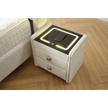 Armis Bohem Tarzda Ahşap Detaylı Iki Çekmeceli Akıllı Komodin