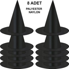 Die Grup 8 Adet Siyah Cadı Şapkası – Yetişkin &amp;amp;amp; Çocuk Kostüm Aksesuarı (5501)