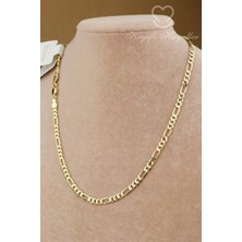 Keyifli Hayaller Xuping Kolye - Vip Xuping Figaro Zincir Dorikalı 14K Gold 4mm 45CM Şık Kolye Kararmaz Solmaz
