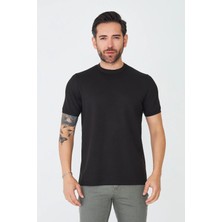 White Stone Siyah Bisiklet Yaka Basic T-Shirt