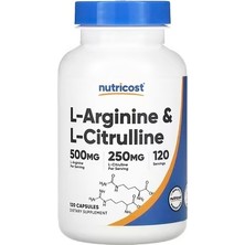 Nutricost, L-Arginin ve L-Sitrülin, 120 Kapsül