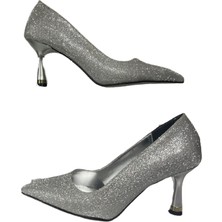 Erbay Shoes Lady Gümüş Kristal Stiletto 7 cm Kadeh Topuklu Düğün Nişan Gece Abiye Ayakkabı