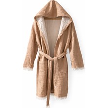 AQUATOLIA Aquatolıa Müslin Efes Kapşonlu Kısa Bornoz -Pamuklu- Kapşonlu - Unisex Bornoz