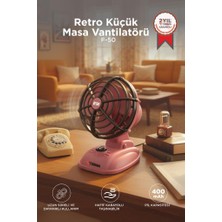 Torima Şarjlı Masaüstü Vantilatör Vintage Retro Tasarım 400 Mah Taşınabilir Masa Fanı F50 Pembe