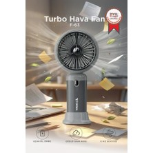 Torima Şarjlı El Vantilatörü Turbo Hava Akışlı 6 Kademeli Taşınabilir Masa Fanı F63 Gri