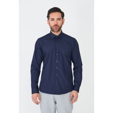 White Stone Lacivert Dynamic Fit Uzun Kollu Erkek Gömlek