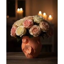 Serac Collection 3D Kabartmalı Çiçek Motifli Turuncu Dekoratif Vazo - SA002G-6ERMS3