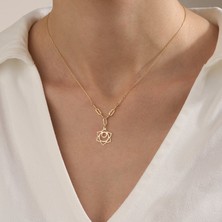 Gold Marley Lotus Aura Kolye – 14 Ayar Altın