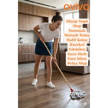 Color Ovivo Welsoft Peluş Mop Havlu Paspas Mop Yedek Ucu ve Ahşap Sapı