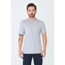 White Stone Gri Desensiz Yuvarlak Yaka Basic Erkek Tişört
