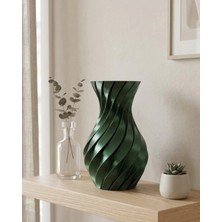 Emrexporter 3D Spiral Yeşil Vazo Modern Tasarım Dekoratif Ev ve Ofis Aksesuarı - EM002Z-7SYMD7