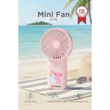 Torima Şarjlı El Vantilatörü Mini Taşınabilir 3 Kademeli Kapibara Figürlü Masa Fanı F70 Pembe