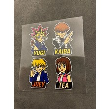 Yu-Gi-Oh! 4 Adet Su Geçirmez Etiket Baskı (Yugi, Kaiba, Joey, Téa)