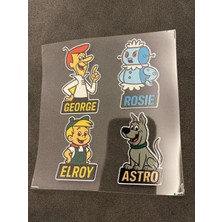 Jetgiller 4 Adet Su Geçirmez Etiket Baskı (George, Rosie, Elroy, Astro)