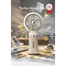 Torima Şarjlı El Vantilatörü Turbo Hava Akışlı 6 Kademeli Taşınabilir Masa Fanı F63 Beyaz