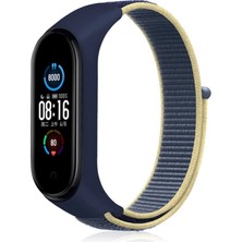 Ergün Collection  Mi Band 4 Hasırlı Cırtcırtlı Kordon - Sarı-Lacivert