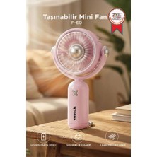 Torima Şarjlı El Vantilatörü Hareketli Başlıklı 3 Kademeli Mini Taşınabilir Masa Fanı F60 Pembe