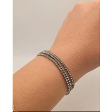 Tılsım Accesories Zirkon Taşlı Siyah Lastik Bileklik 3lü